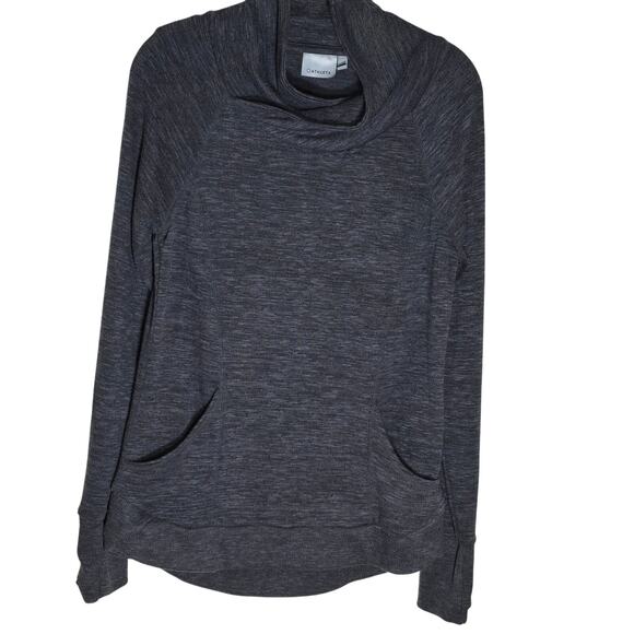 Athleta Techie Sweat Track Sweatshirt Gray X Small Kangaroo Pockets Poly/Spandex - Picture 2 of 7